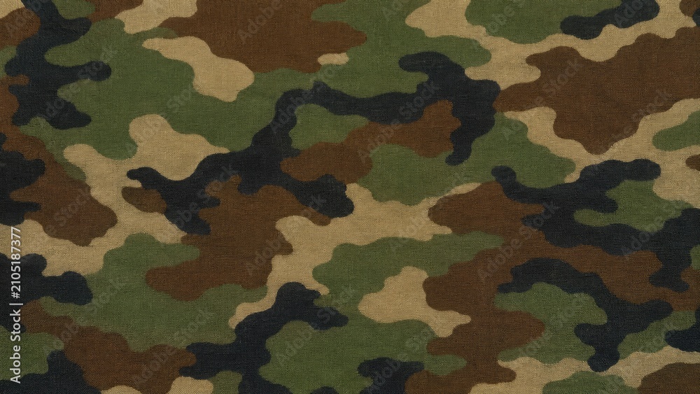 Fototapeta premium Seamless Military Camouflage Pattern Texture with Green Brown Black and Beige Abstract Organic Shapes