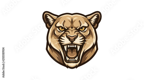 Photography Fierce Mountain Lion Head Vector Mascot Emblem Illustrating Aggressive Wild Cat