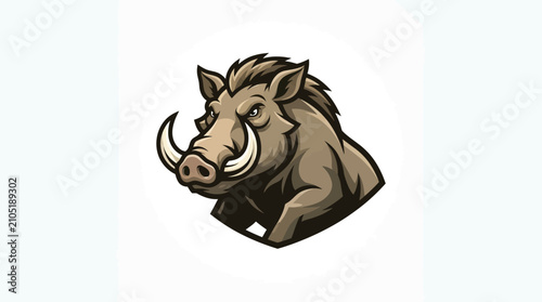 Cuadro en lienzo Angry wild boar head mascot vector illustration, fierce warthog esports logo des