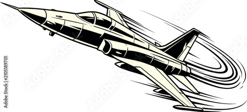 Tableau sur toile Military fighter jet aircraft flying at high speed with sonic boom motion lines