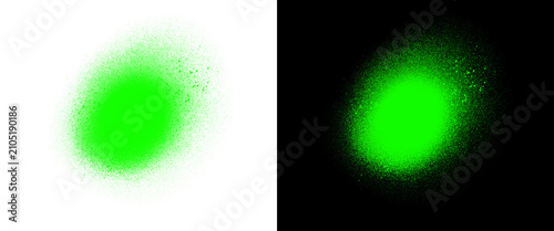 Φωτογραφία Green spray paint texture set, neon spraypaint splatters on black and white back