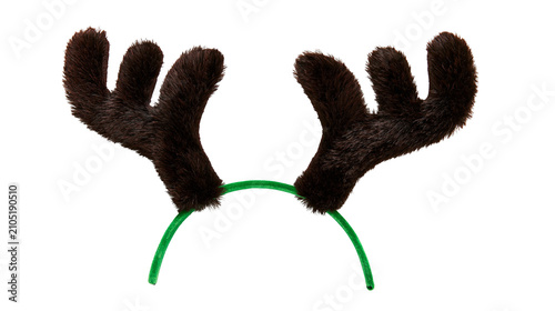 Obraz na płótnie Fluffy brown reindeer antlers headband