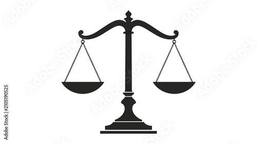 Foto Black silhouette of a balance scale with two empty pans