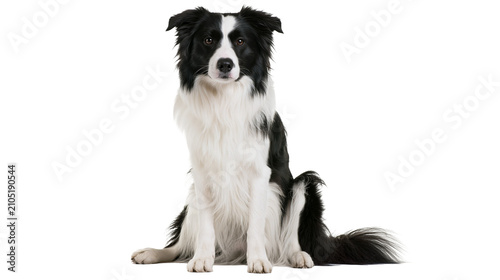 Foto Black and white Border Collie dog sitting