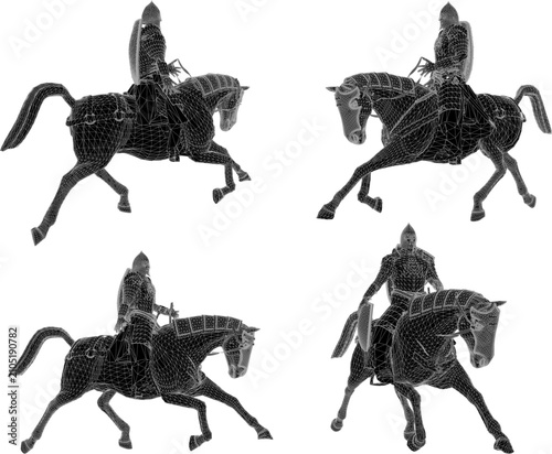 Tableau sur toile Hyper detailed low poly polygon asset pack representing a noble royal knight sol