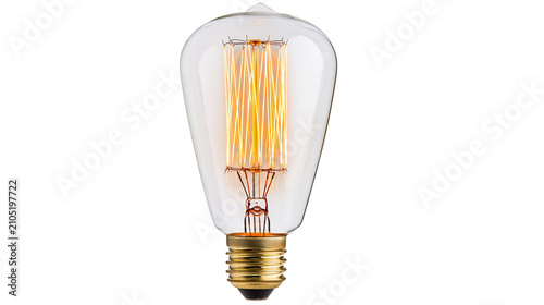 фотографія Edison light bulb with visible filament and brass base