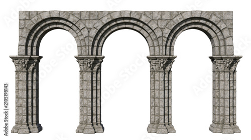 Konstfotografi Stone Romanesque Arches with Columns