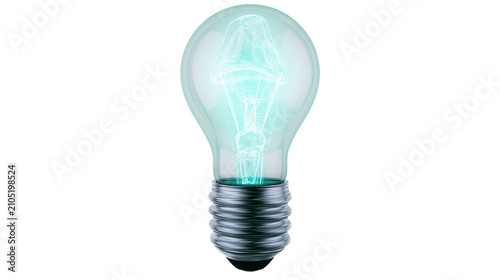 Cuadro en lienzo Glowing incandescent light bulb with blue filament