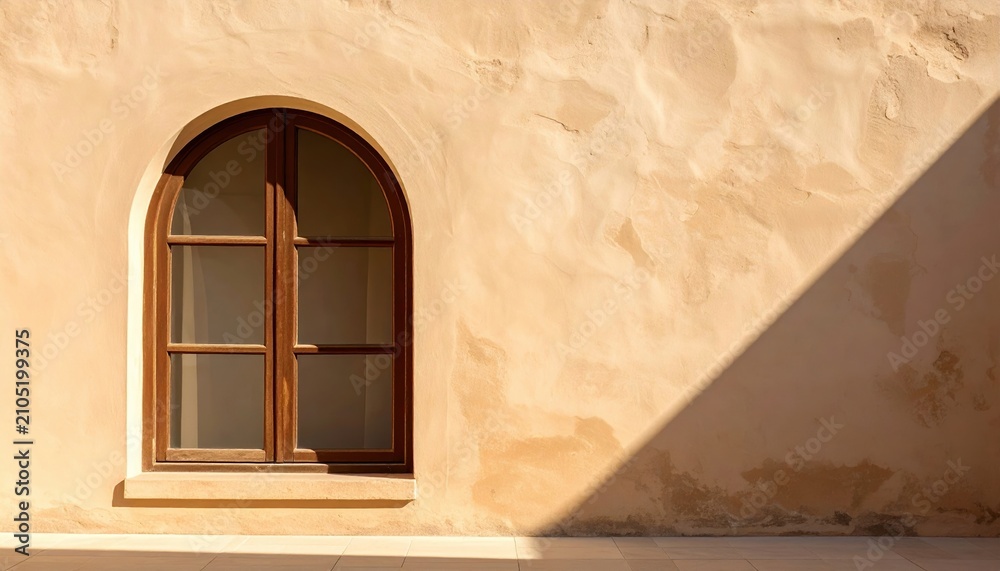 Fototapeta premium arched window shadow beige wall