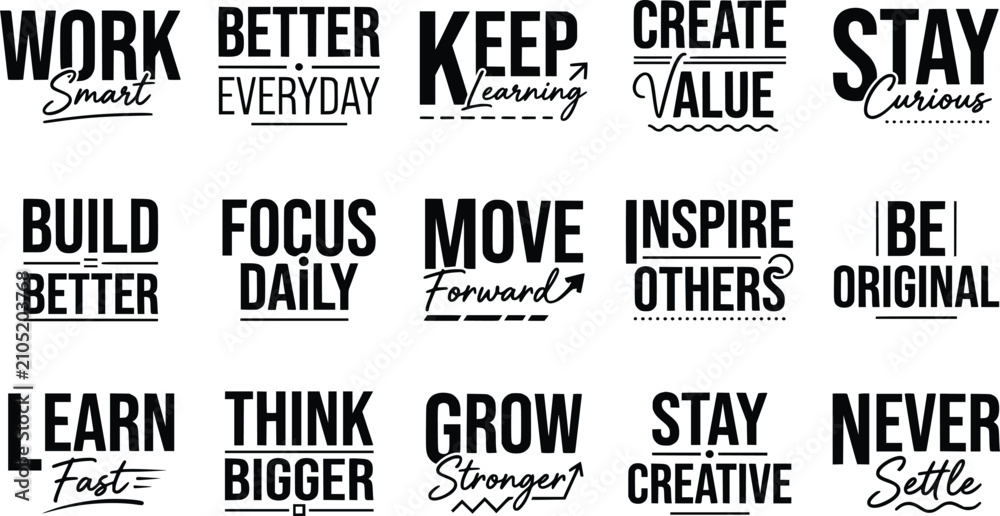 Obraz premium Black and white motivational words on a clean background, typography