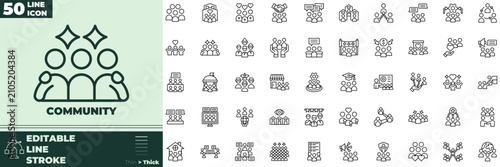 Community Line Editable Icons set
