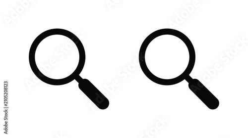 Foto Magnifying Glasses Black Silhouette Icons On White Background