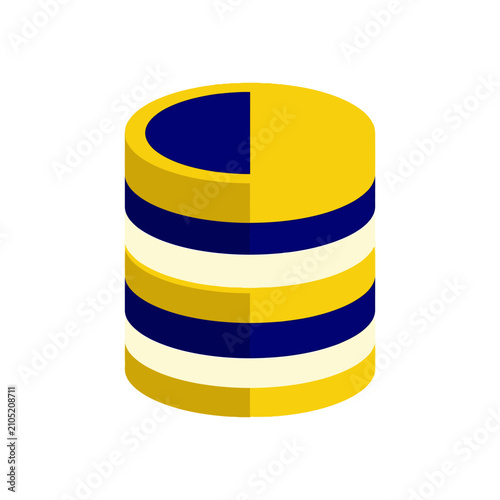 Database server icon. Digital storage cylinder for data management and cloud computing.