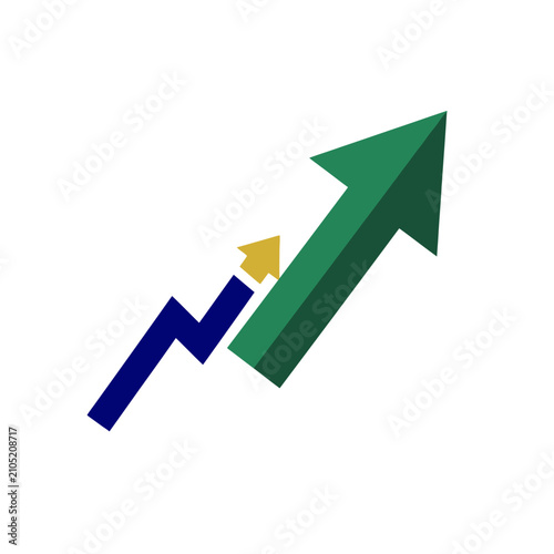 Colorful arrow icons representing growth and progress. Business and finance symbols for success and upward trends.