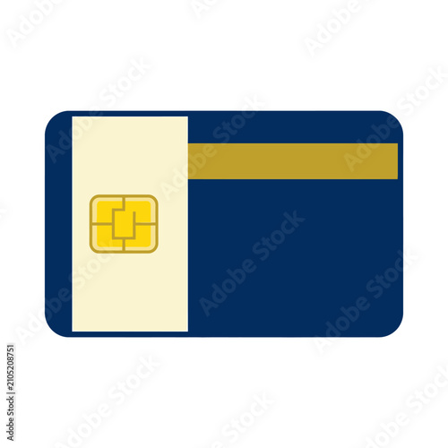Credit card with chip. Electronic payment card for banking and financial transactions.