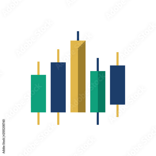 Colorful candlestick chart showing financial data analysis. Business graph with market trends and investment insights.