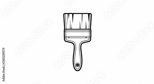 Wide paint brush tool outline for home renovation