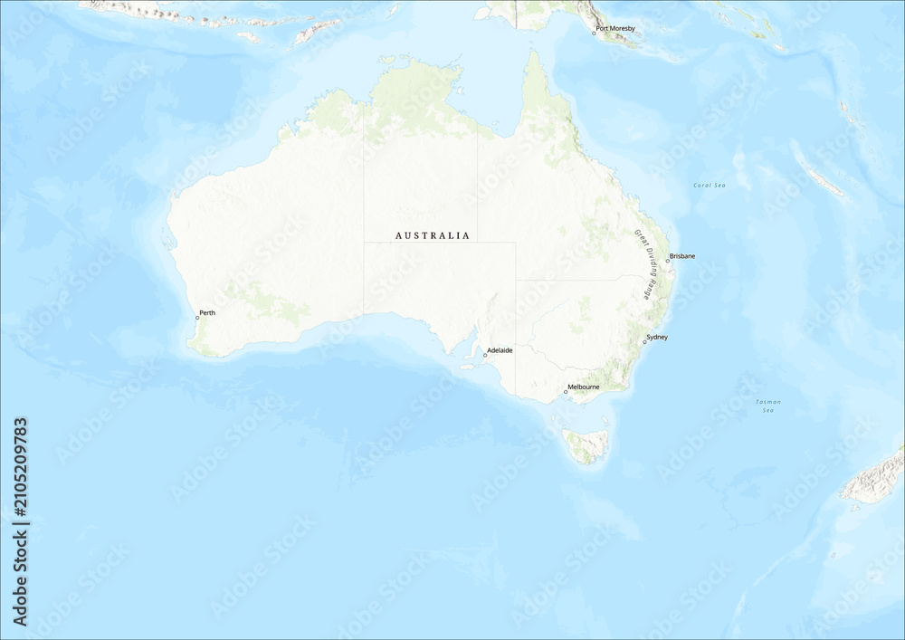 Fototapeta premium Detailed Geographical Map of Australia with Legend