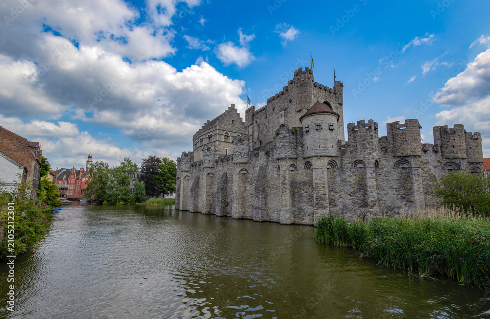 Obraz premium Gravensteen or the Castle of the Counts, located in the heart of the city of Ghent, Belgium