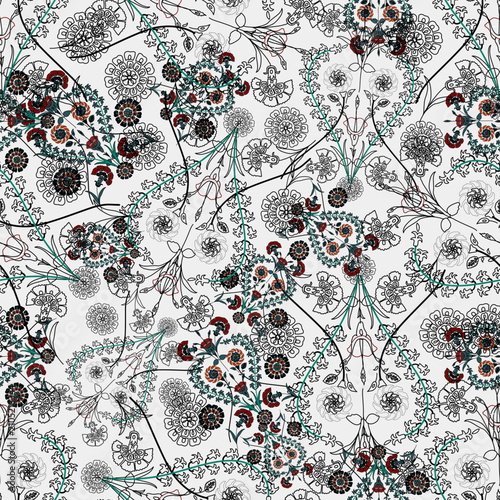 Floral pattern seamless ,flower branches seamless pattern , vector , illustration ,flowers pattern design Seamless flower pattern with colorful little flowers. Simple flat bright flowers background	