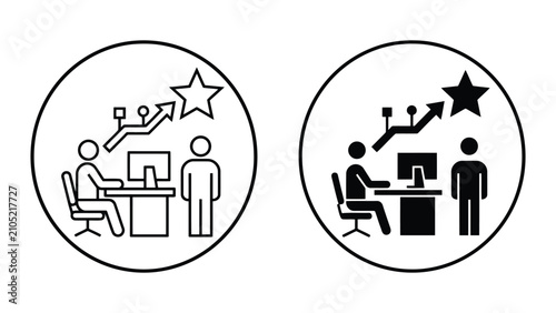 Business productivity and growth success icons set with business, productivity
