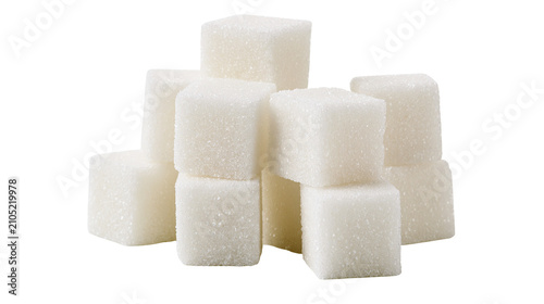 Фотография Pile of white sugar cubes stacked