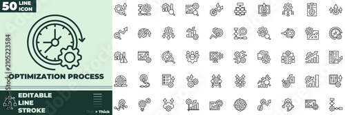 Cuadro en lienzo Optimization Process Line Editable Icons set