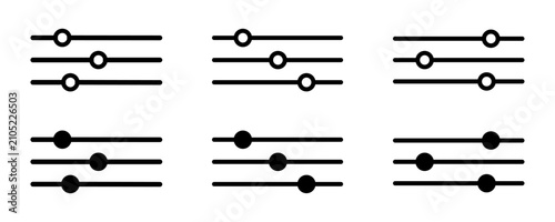 Foto audio mixer slider controls icon set line and silhouette vector for equalizer se