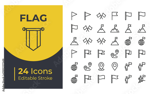 Tableau sur toile A Comprehensive Collection of Outline Style Flag and Navigation Marker Vector Ic