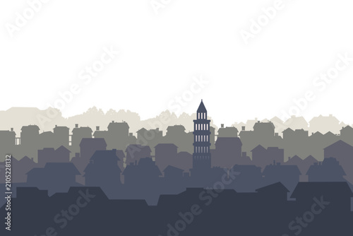 Croatia Skyline Silhouette. Historic tower and urban landscape vector background. Modern cityscape horizontal banner.