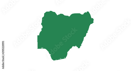 Bild auf Leinwand Green map outline of Nigeria on a white background.