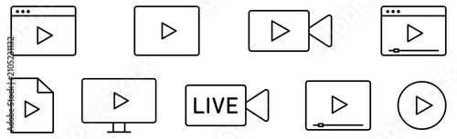 Fotografi Video icon set. Cinema and movie symbol. Video play icon.