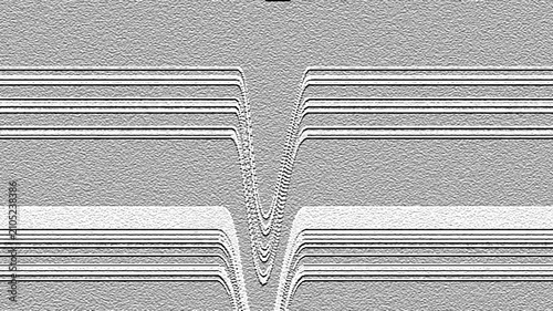Photos A grayscale abstract pattern displays horizontal lines converging into a central