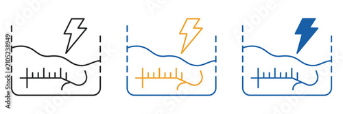 River Flow Power Monitoring Icon Set Outline Two-Tone Glyph