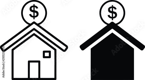 Two house icons with dollar signs