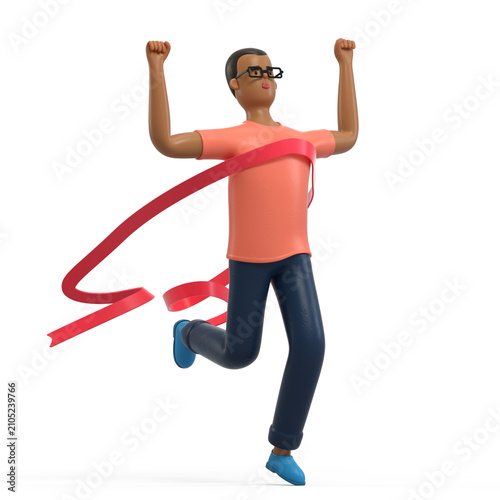фотографія A man breaks through a red ribbon
