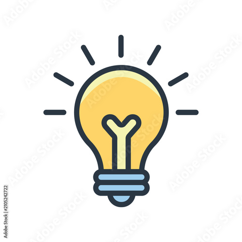 Light, bulb line color flat illustration 