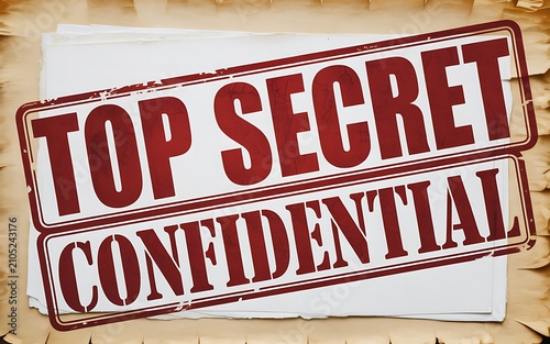 Retro Style Distressed Top Secret Mark Paper Document Illustration