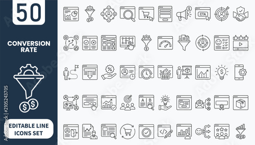 Cuadro en lienzo Conversion rate icon set