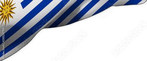White background with the flag of Uruguay moving in the wind