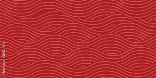 Chinese seamless pattern, japanese background, oriental red texture. Asian New Year ornament. Traditional motif, wave red style. Decoration repeat bg. Vector illustration