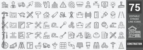 Konstfotografi Construction line icons set