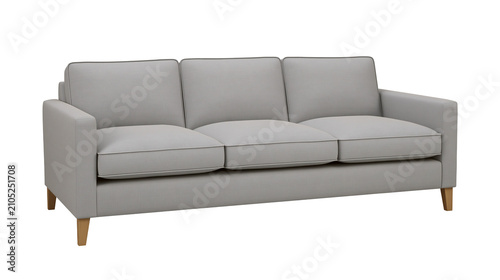 Quadro su tela Three-seater grey fabric sofa with wooden legs
