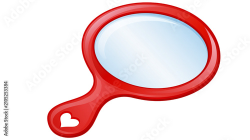 Obraz na plátne Red hand mirror with heart detail
