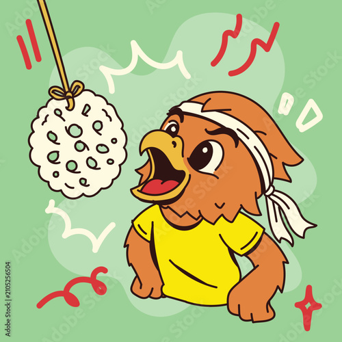 Bild auf Leinwand Cute garuda mascot plat cracker eating competition.eps