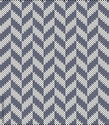 Seamless Herringbone Knitting Pattern with Grey and White Chevron Waves