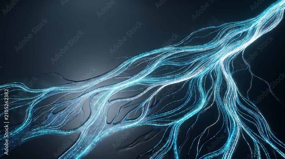 Fototapeta premium Intricate network of glowing digital veins, abstract data flow, futuristic technological connection, internet communication, high-speed information transfer.