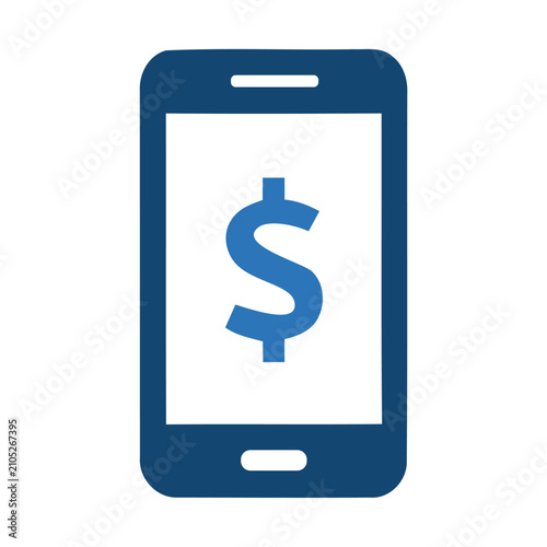 Mobile banking icon featuring smartphone and dollar currency symbols. Professional editable vector icon for digital wallet and financial technology apps.