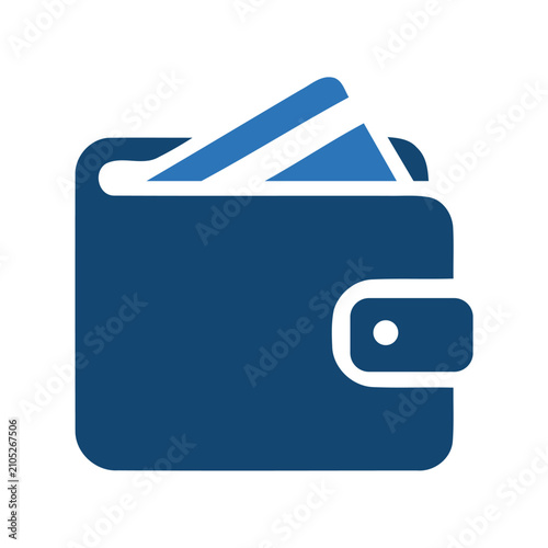 Financial wallet icon featuring leather billfold and credit card symbols. Professional editable vector icon for personal finance and money management.