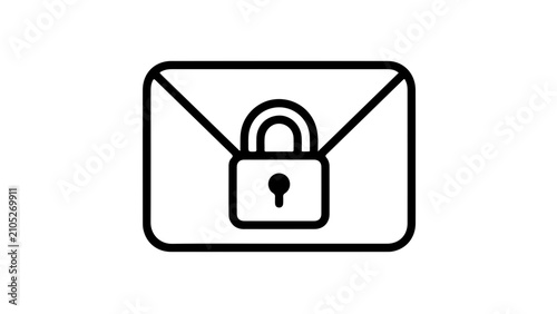 Black and white line art of a locked envelope representing secure email communication or confidentiality.
